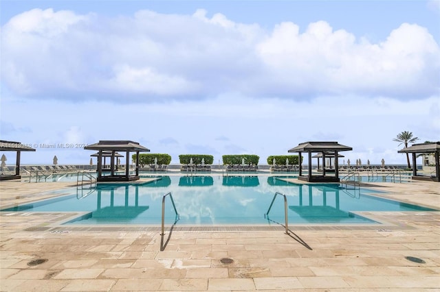 view of pool with a gazebo