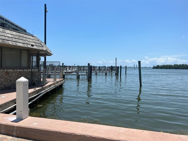 view of dock featuring a water view