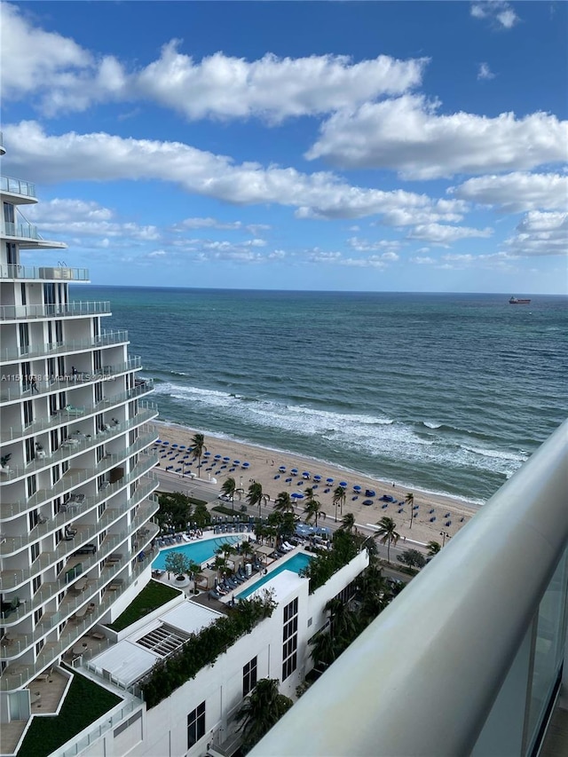 view of water feature featuring a view of the beach