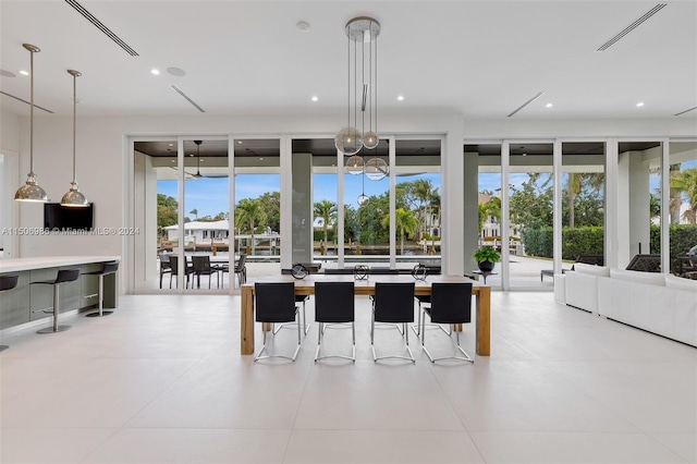 interior space featuring light tile patterned flooring