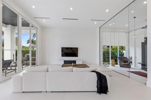 view of tiled living room