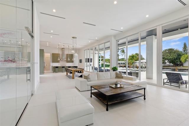 view of tiled living room