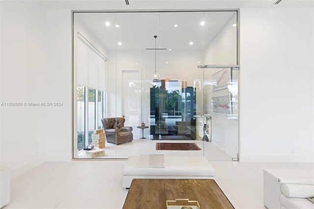 interior space featuring light tile patterned floors