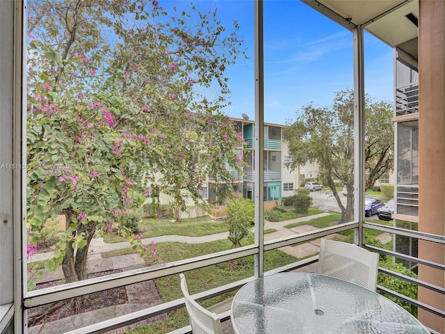 view of unfurnished sunroom