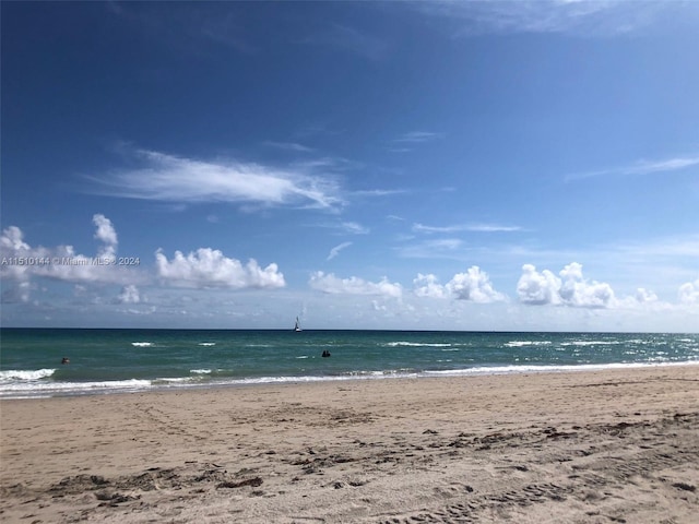 view of water feature featuring a beach view