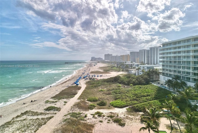 view of water feature with a view of the beach