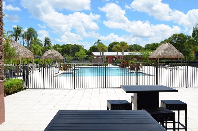 view of swimming pool featuring a patio