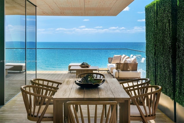 balcony with a water view