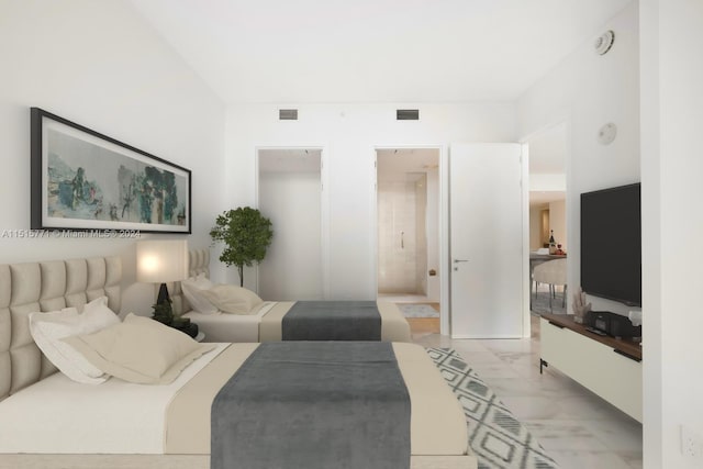 bedroom with light wood-type flooring