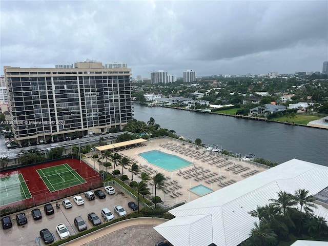 exterior space featuring a water view