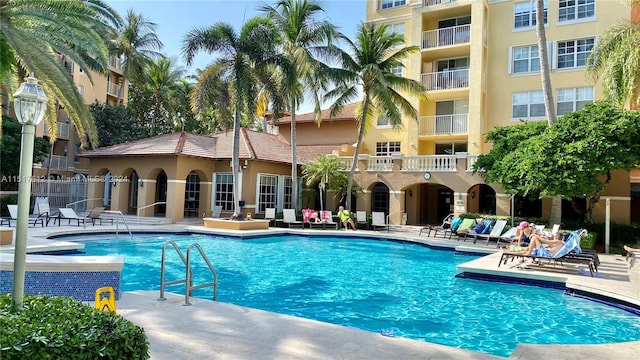 view of pool with a patio area