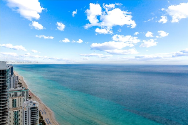 view of water feature with a view of the beach