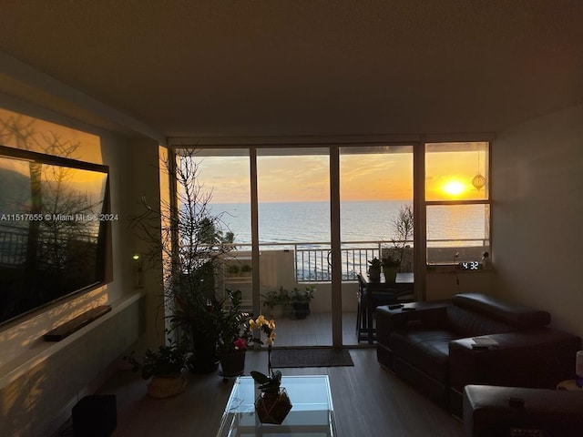 living room with a water view