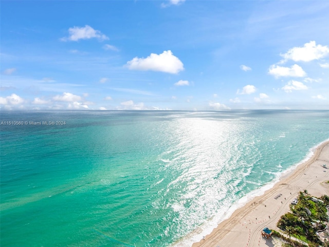 view of water feature with a view of the beach