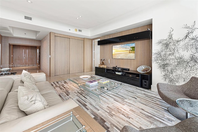 living room with light wood-type flooring