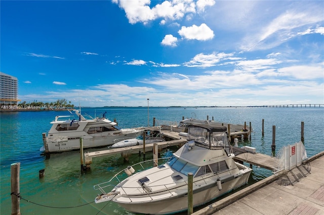 dock area featuring a water view