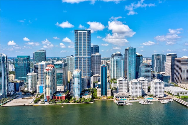 view of city with a water view