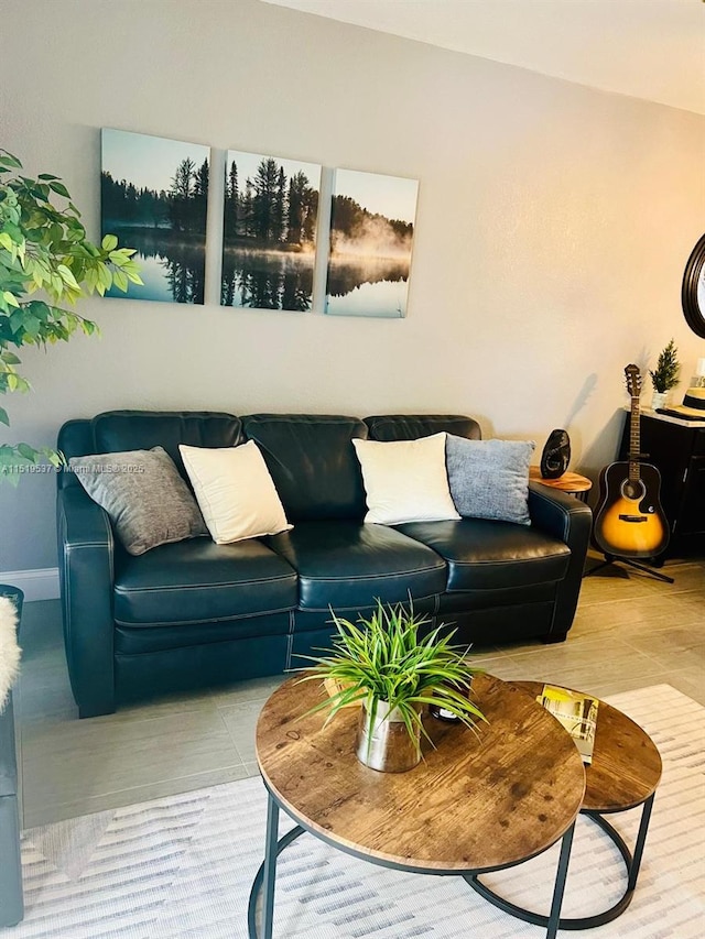 view of tiled living room