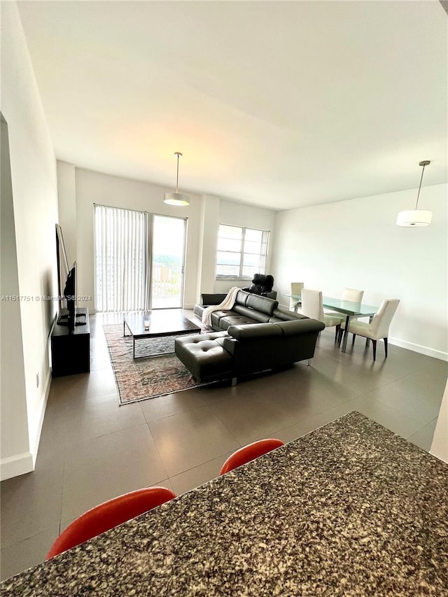 view of tiled living room