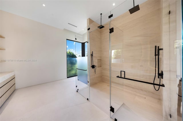 bathroom featuring a stall shower