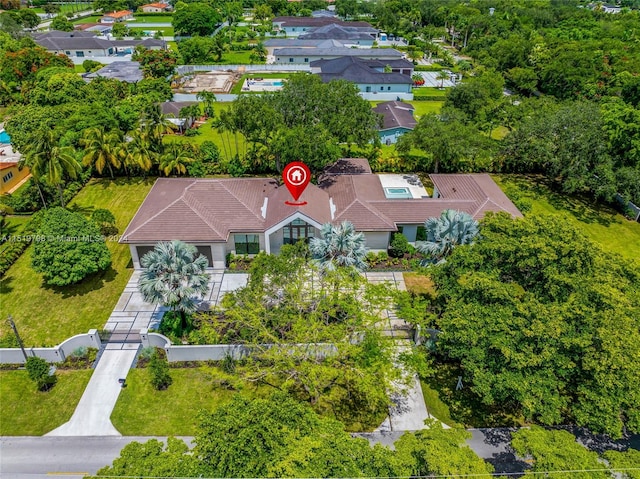 drone / aerial view featuring a residential view