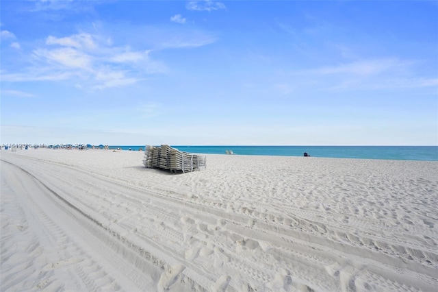 view of water feature with a view of the beach