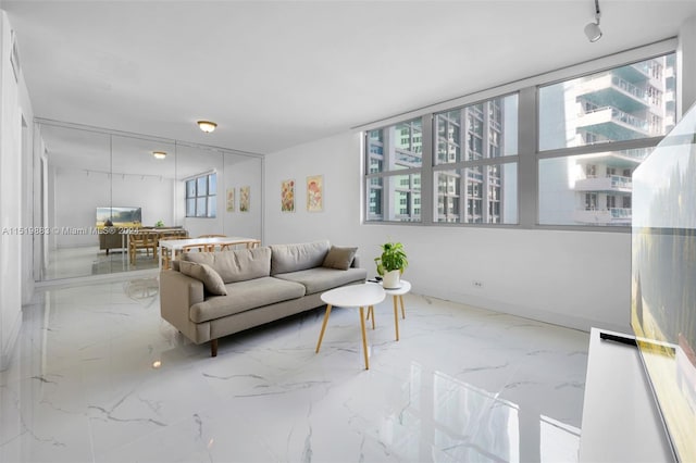 view of tiled living room