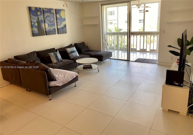 view of tiled living room