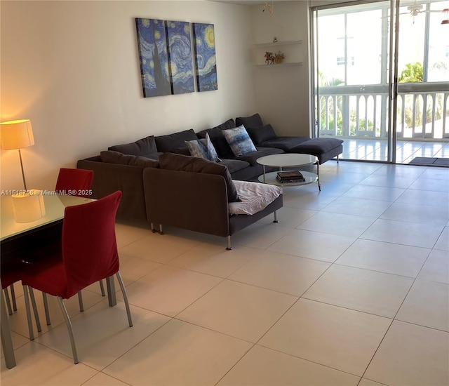 view of tiled living room