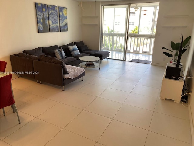 view of tiled living room