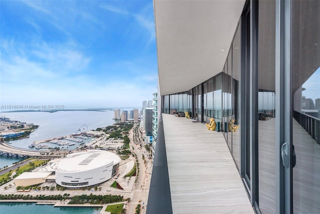 balcony with a water view