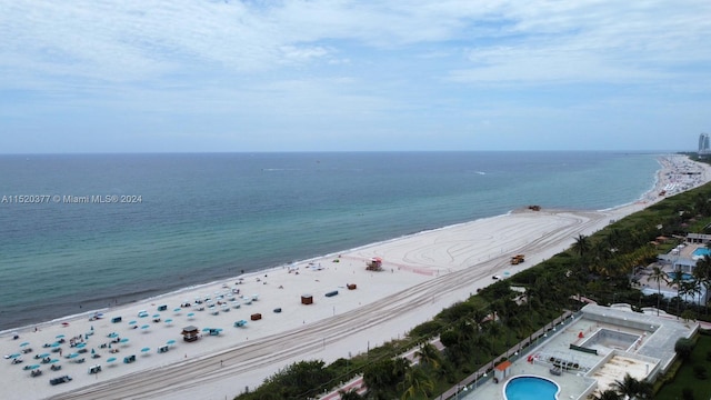 view of water feature featuring a beach view