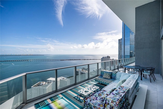 balcony with a water view