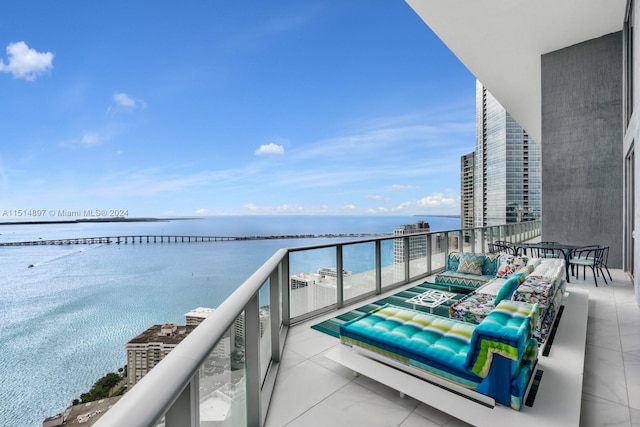 balcony with a water view