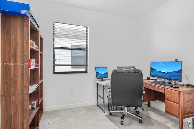 view of carpeted home office