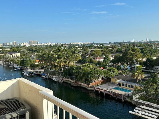 view of water feature featuring a boat dock