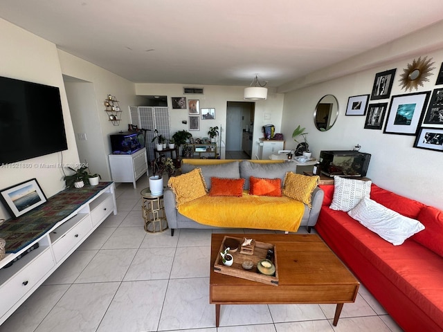 view of tiled living room