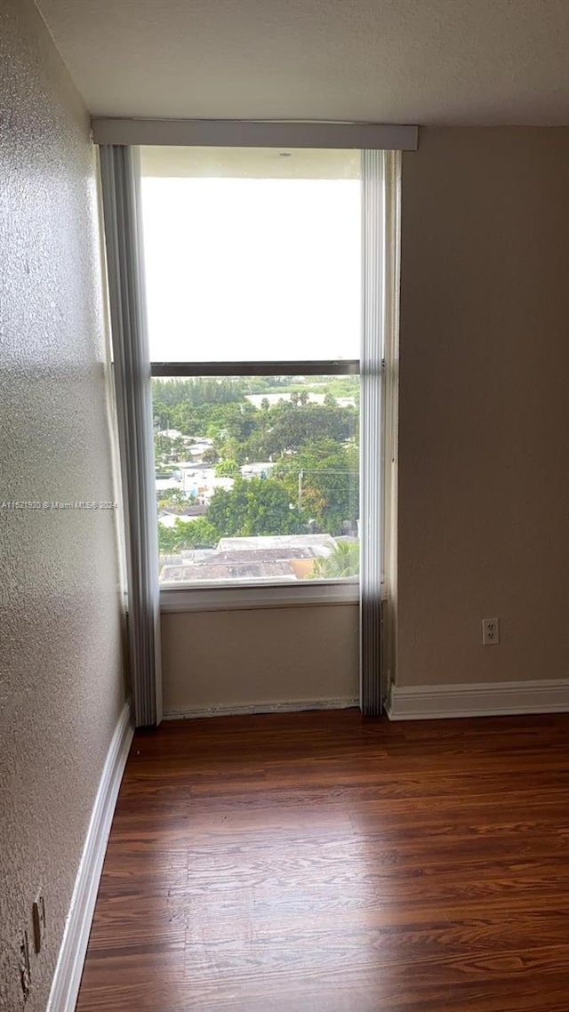 spare room with dark wood-type flooring