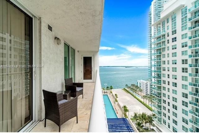 balcony with a water view