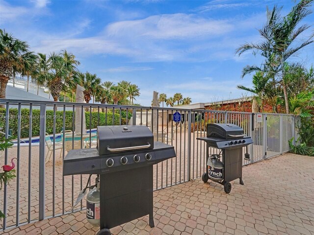 view of patio / terrace featuring area for grilling and a community pool