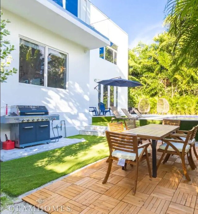 view of patio with area for grilling