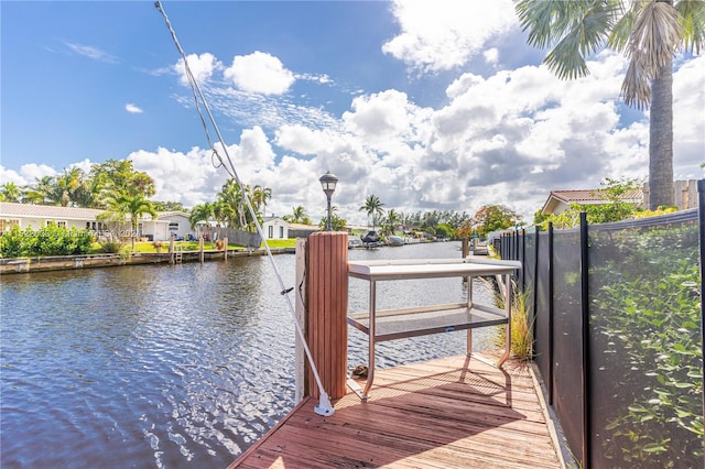 view of dock featuring a water view