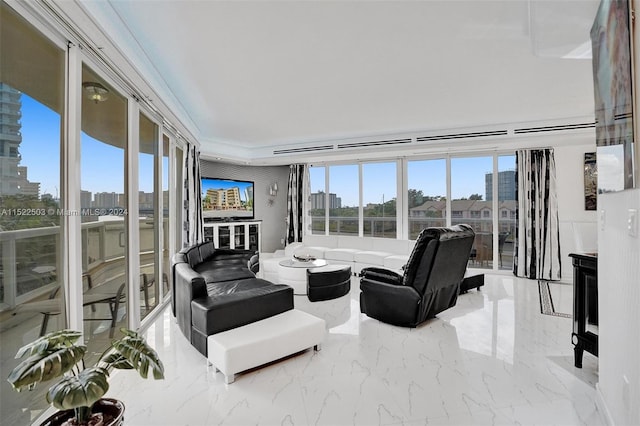 view of tiled living room