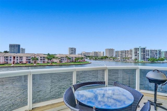 balcony with a water view