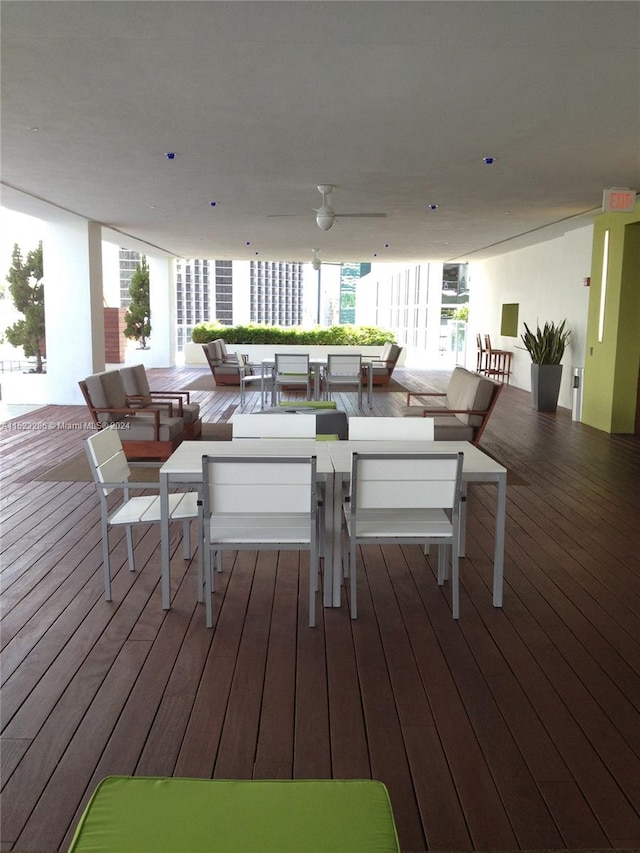 wooden deck featuring an outdoor living space