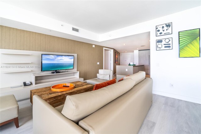 living room with light wood-type flooring