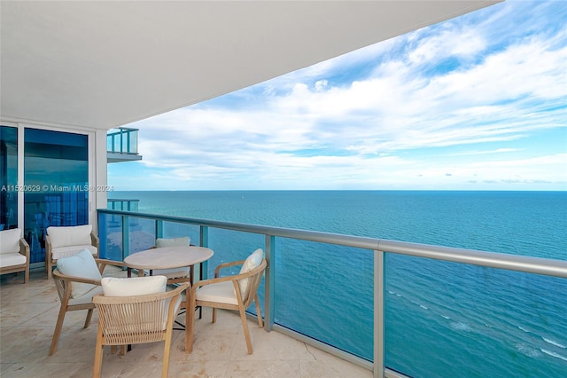 balcony with a water view