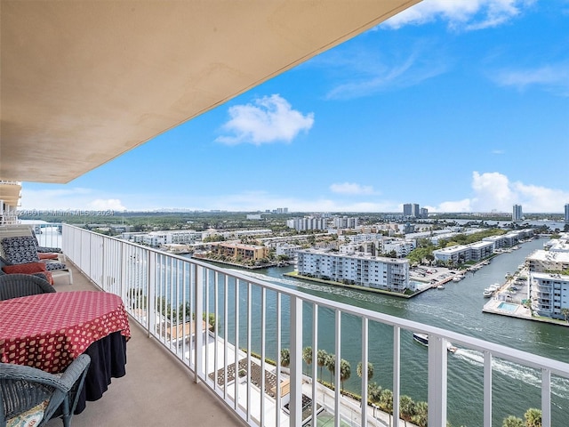 balcony with a water view