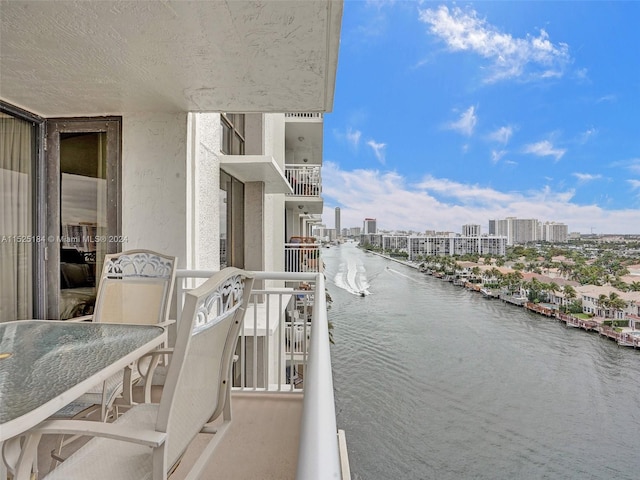 balcony with a water view