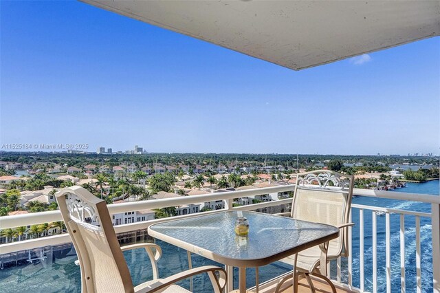 balcony with a water view